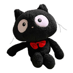 Furkyu Chakra 18" Black Cat with Red Bow Tie & Wiskers Plush toy